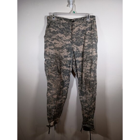 Military Army Camouflage Camo Drawstring Button Front USA Pants Size Medium Long - Picture 1 of 9